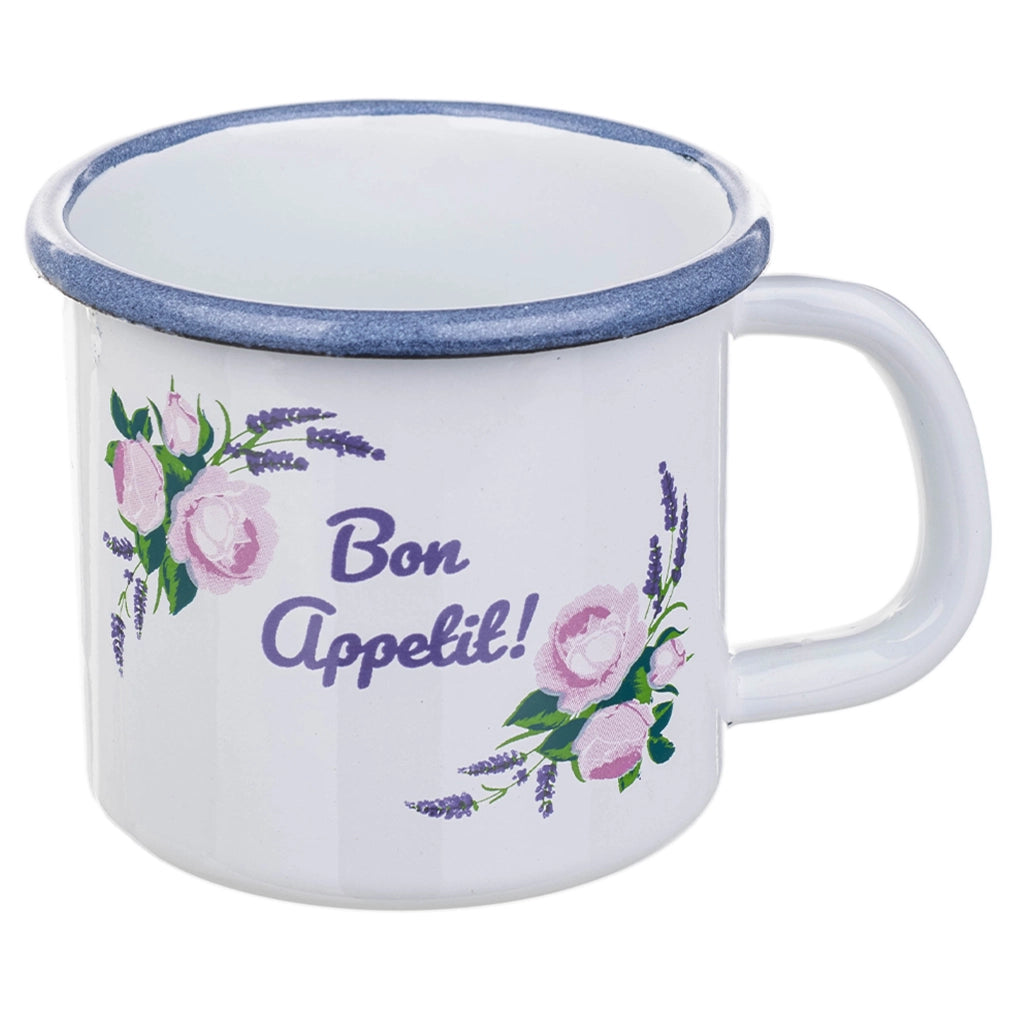 Tazza smaltata KADAX da 400 ml, 8 cm, stile retrò, con manico.