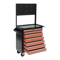 Carrello Porta Utensili Attrezzi Attrezzatura con Cassettiera 61.5 x 33 x 76cm Nero e Arancione