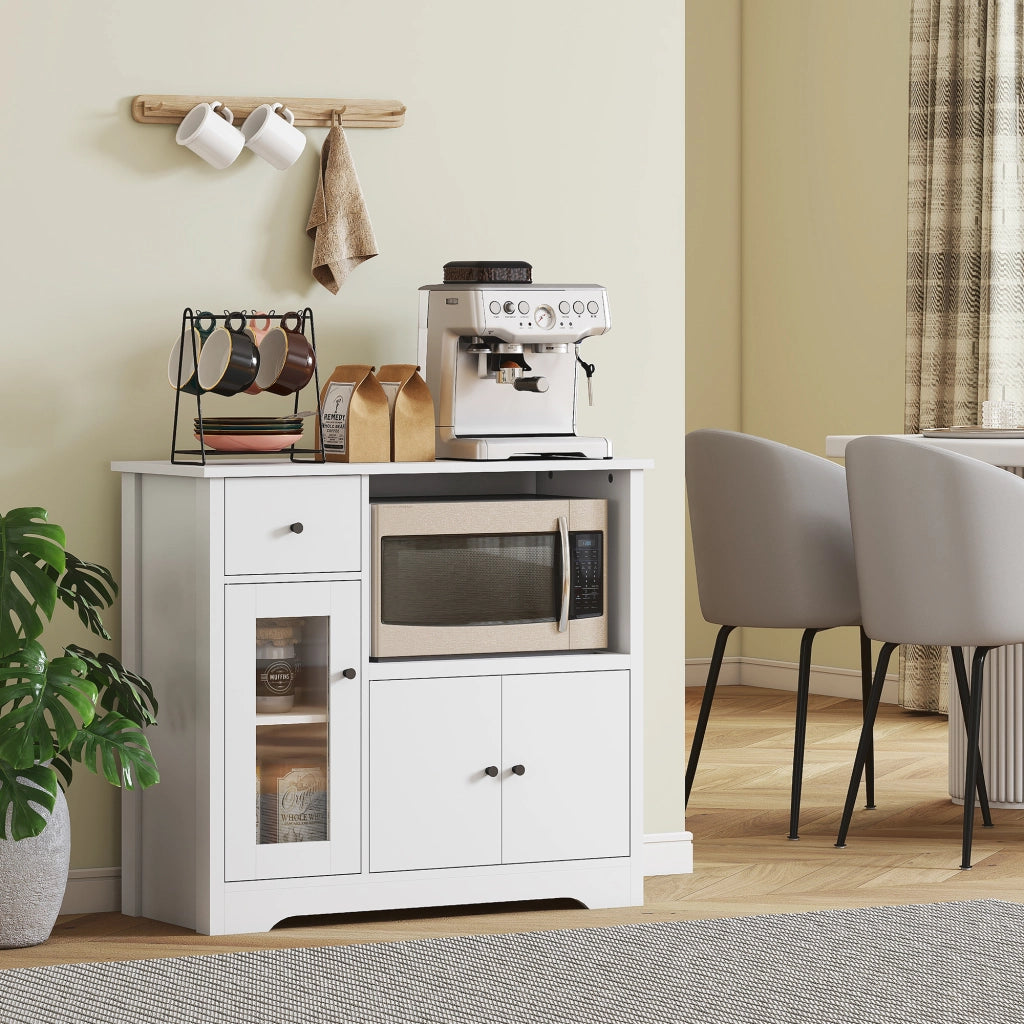 Armadio cucina con 2 ante, cassetto e vano aperto ¨C zephmum ¨C Bianco 80x35x72cm