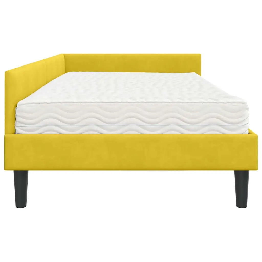 Struttura Letto Angolare con Materasso 2 pz-Giroletto con materasso Giallo Velluto 729991