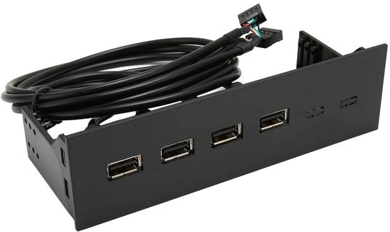 Hub USB 2.0 - 4 Porte - Pannello Anteriore - 5.25 Pollici - Per PC - Trasferimento dei Dati Rapido - Progettazione Compatta - Adatto per Desktops - Stabilità Elevata