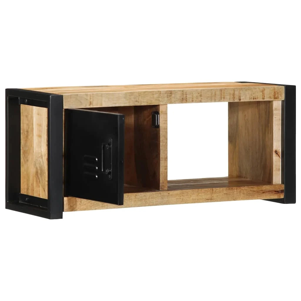Pratico mobile porta TV dal design industriale 80 x 30 x 35 cm in legno massello di mango grezzo 02_0057636