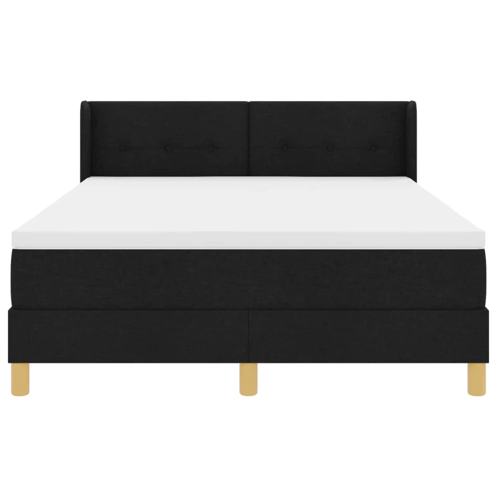 Letto a molle con materasso Nero 190 x 140 cm Poliestere