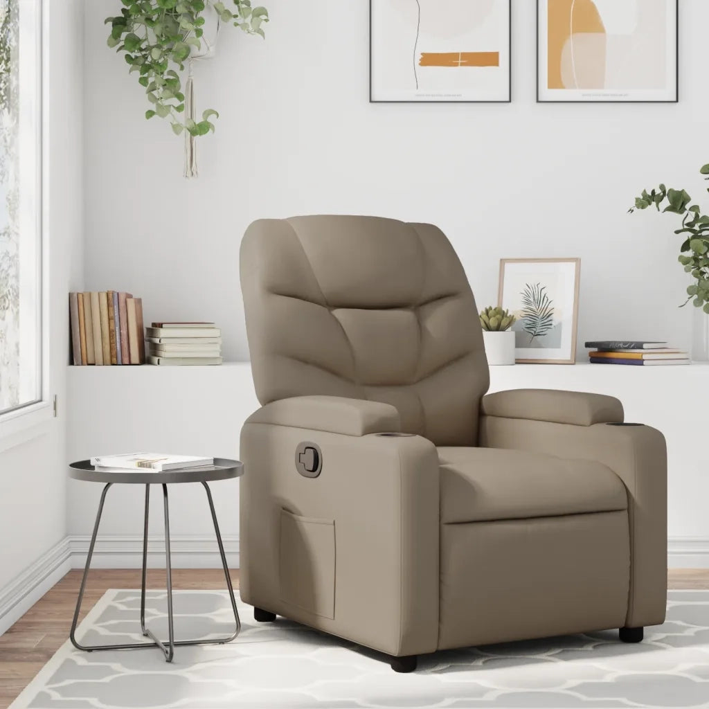 Poltrona | Sedia Relax Reclinabile Cappuccino in Similpelle