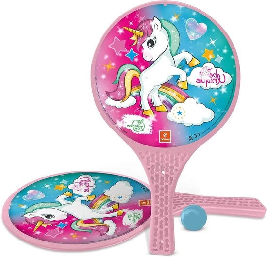 Giocattolo con luci e glitter per spiaggia - 2 racchette in plastica e gomma - per bambini e adulti.