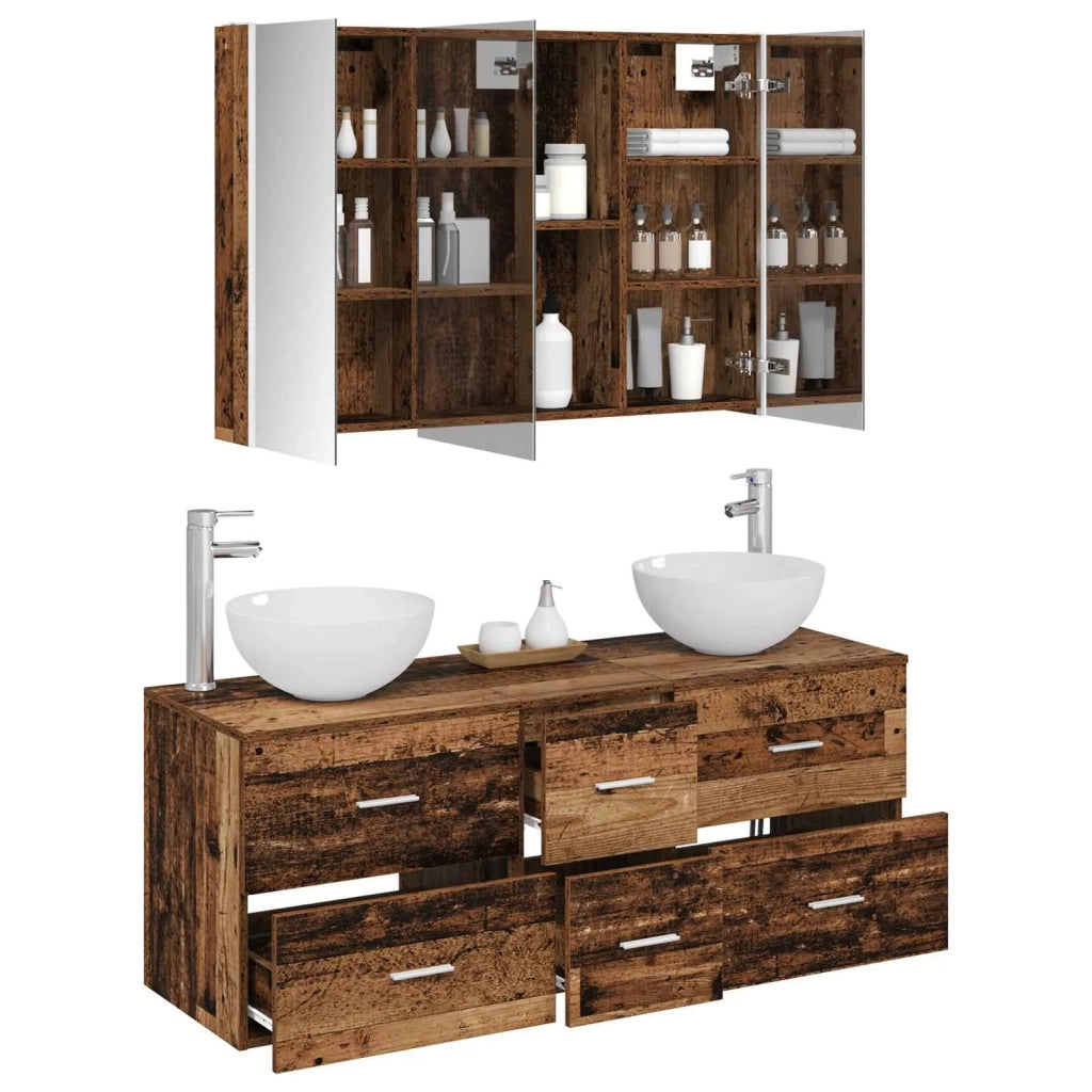 Set di mobili per il bagno 4 pcs Legno antico 3406749