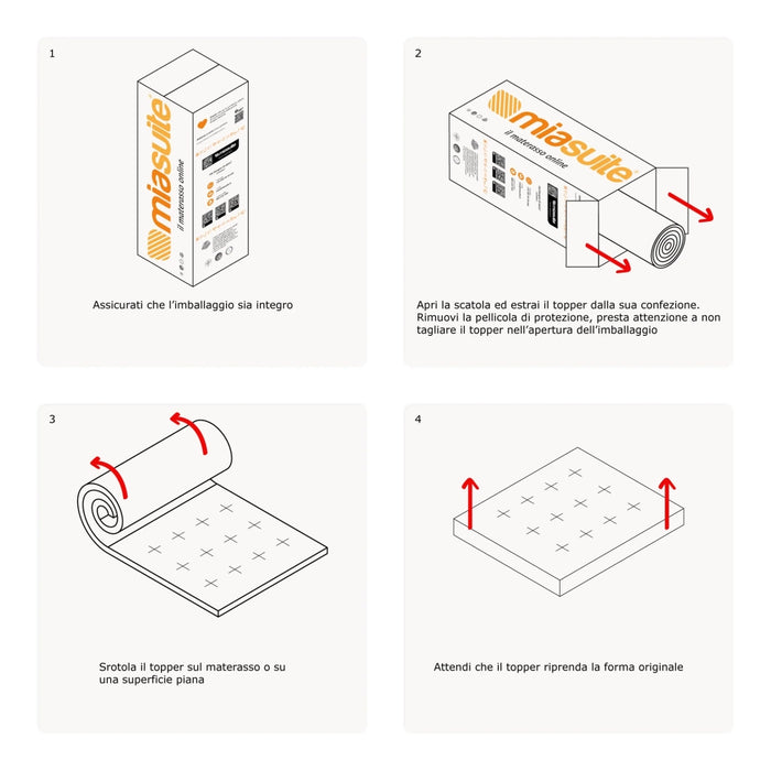 Topper 140x200 cm per materasso in MemoryFoam - alto 8 cm, sfoderabile, tessuto AloeVera | Correttore H8