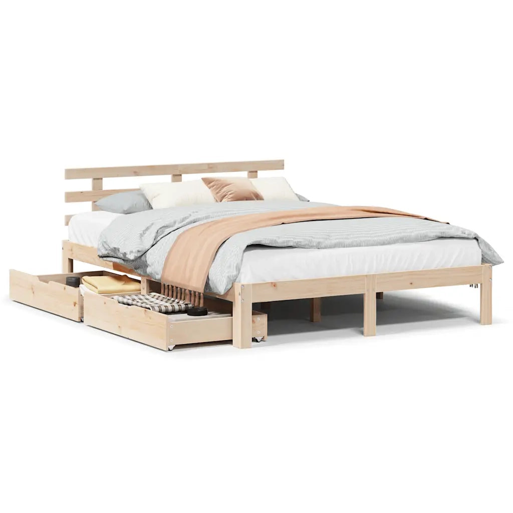Giroletto con Cassetti 120x190 cm in Legno Massello di Pino 3301998