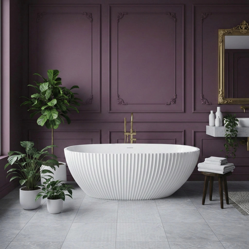 Vasca Da Bagno Freestanding In Acrilico Carmen 170 Copritappo nero
