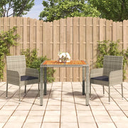 Set da Pranzo da Giardino 3 pz con Cuscini in Polyrattan Grigiocod mxl 76442