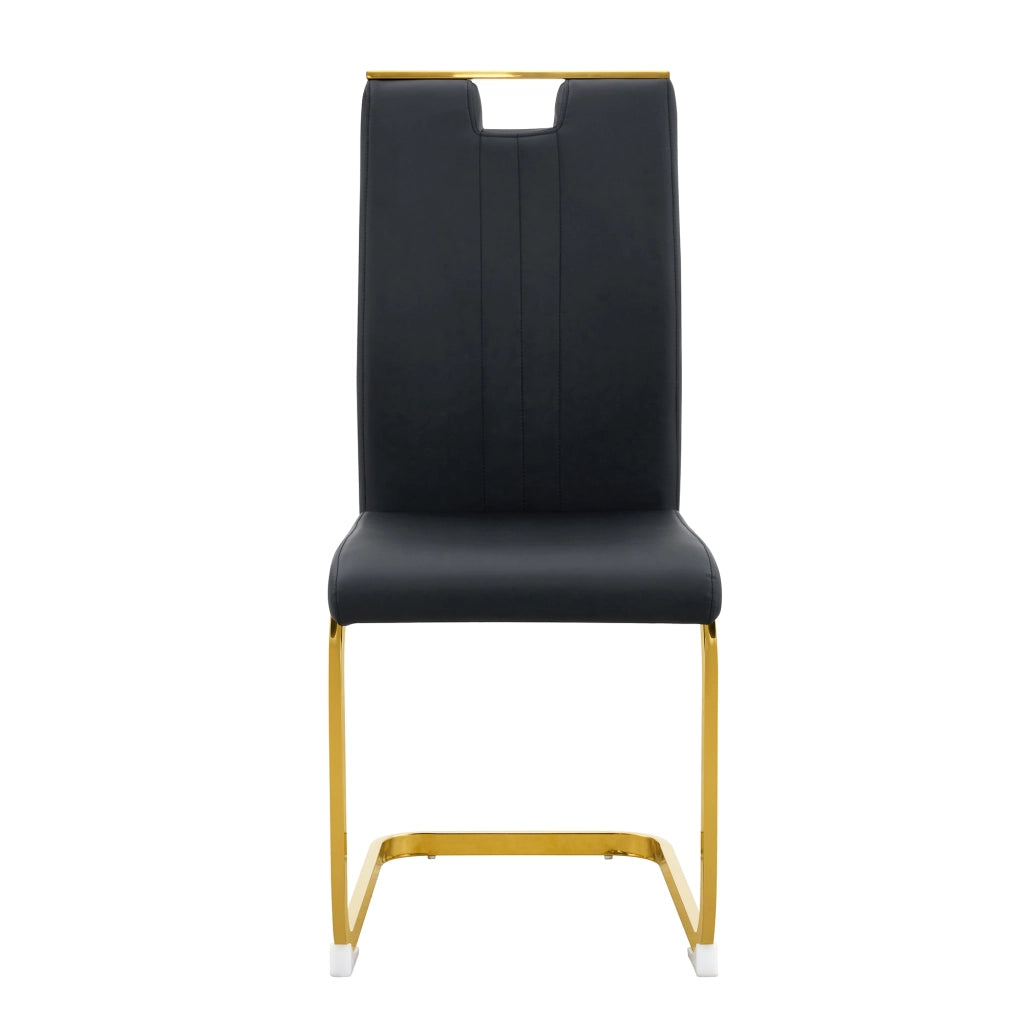 Sedia moderna in PU nero con schienale ergonomico e piedini antiscivolo per sala da pranzo studio e ufficio