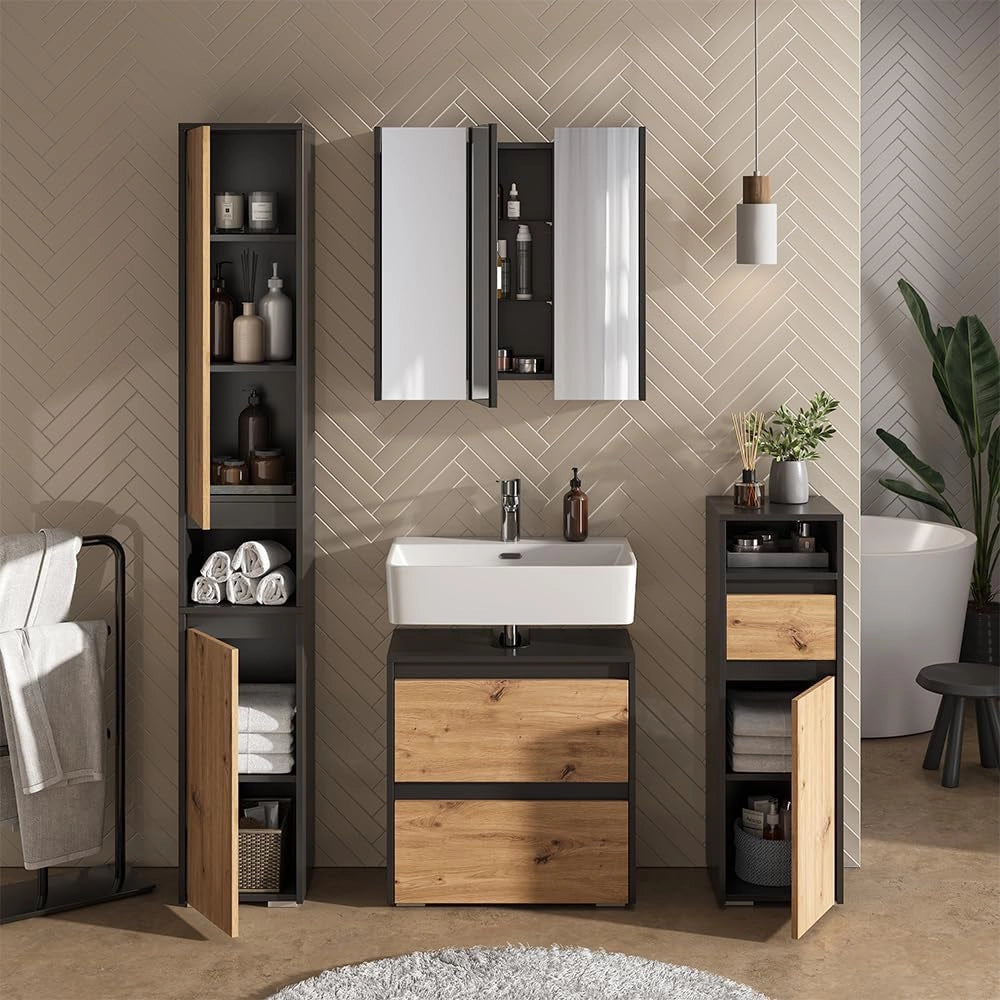 Set di mobili da bagno Majest, Antracite/Artisan, 4 parti