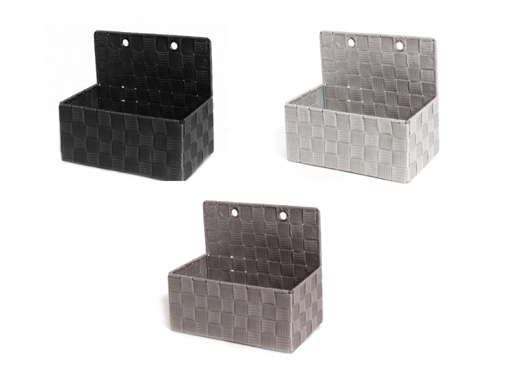 Contenitore Rattan Decorativo Cestino Con Maniglie Porta Oggetti Riviste 25x15x22cm - 25x15x22 - Nero