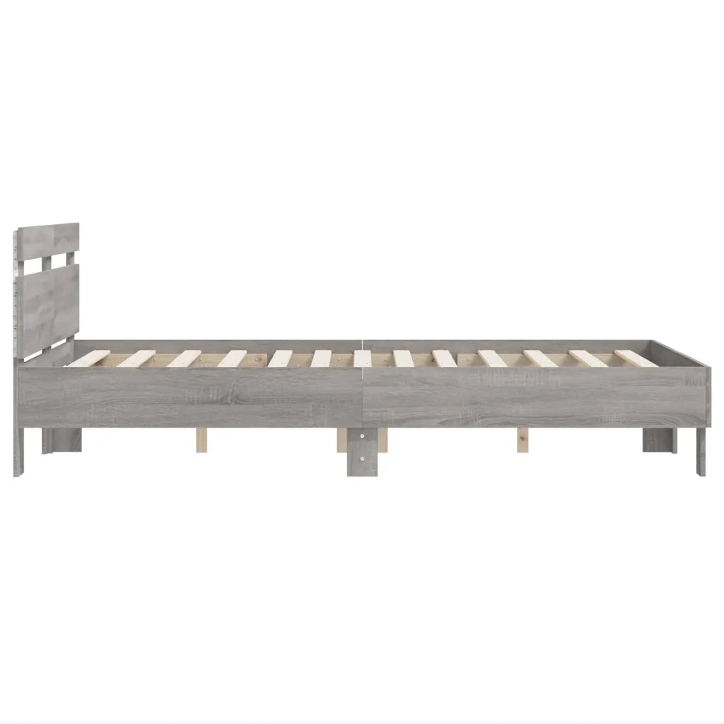 Letto matrimoniale | Letto per adulti | Giroletto con Testiera e LED Grigio Sonoma 120x200 cm