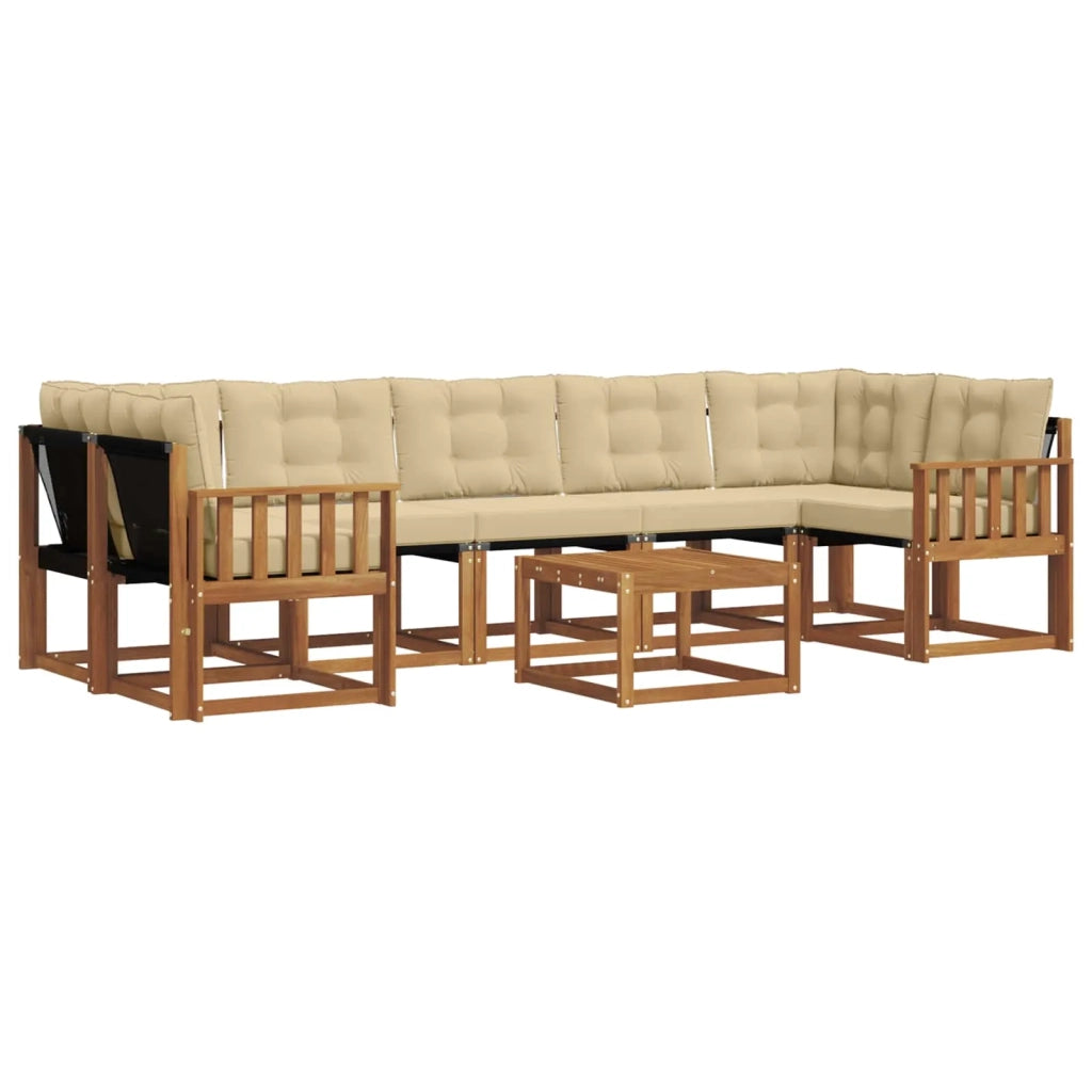 Set di divani da esterno con cuscino 8 pcs Naturale e Beige 3368496