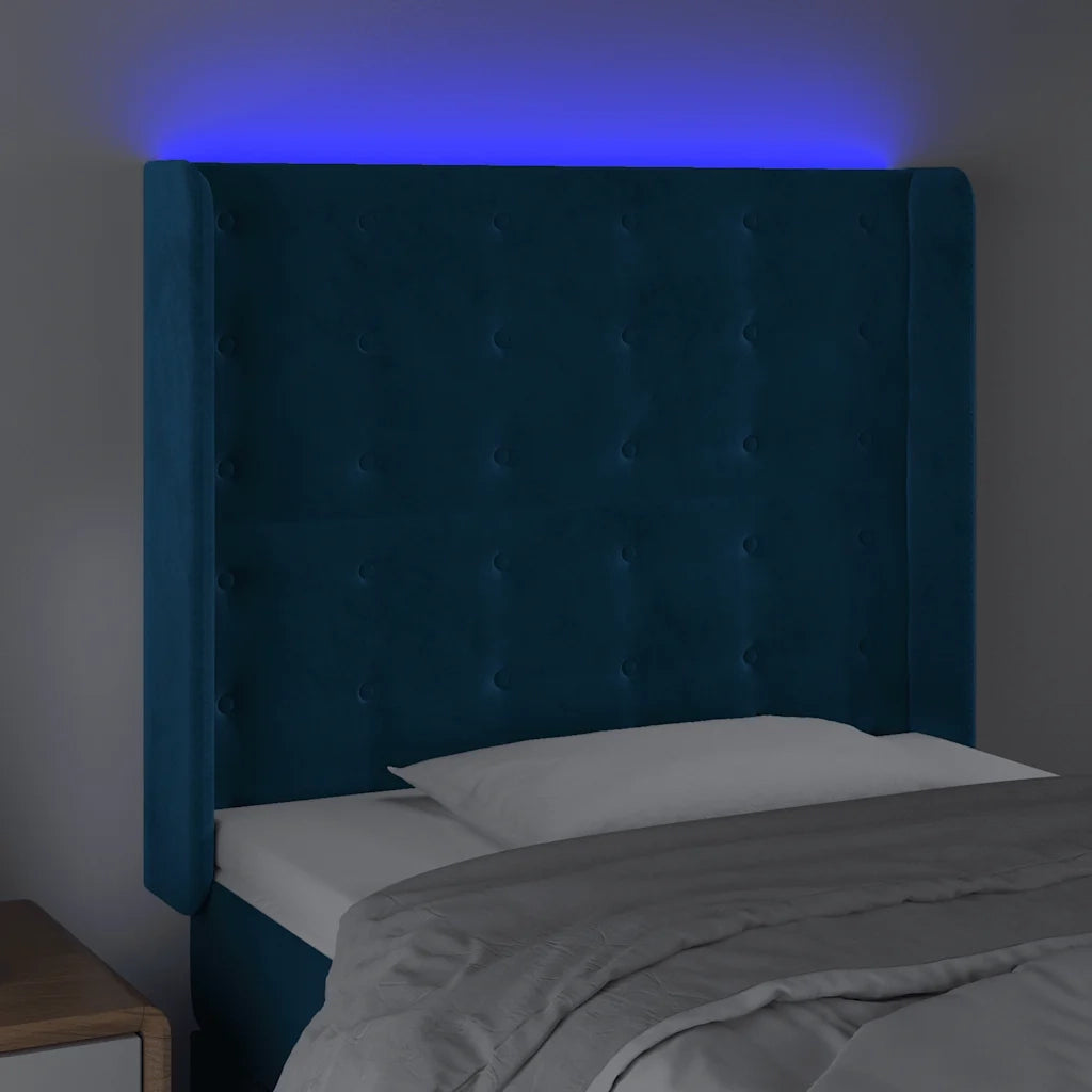 Testiera a LED Blu Scuro 103x16x118/128 cm in Velluto 3124528