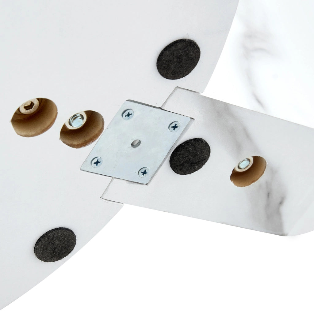 Tavolino da caffè a 2 livelli in MDF e vetro di sicurezza; bianco effetto marmo