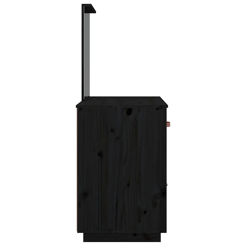 Toeletta | Tavolo da Trucco Nera 95x50x134 cm in Legno Massello di Pino
