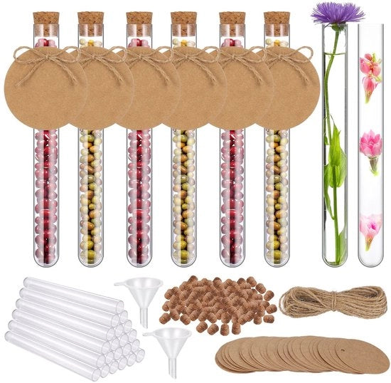 Set di contenitori in plastica trasparente con stopper in gomma, 25 pezzi, 20 ml, 16 x 150 mm, resistenti alla corrosione, non tossici, contenitori di conservazione