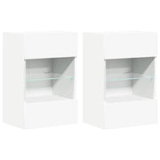 Mobili da parete con luci LED per TV 2pz | Armadietto TV | Mobile Porta TV Bianchi 40x30x60,5 cm