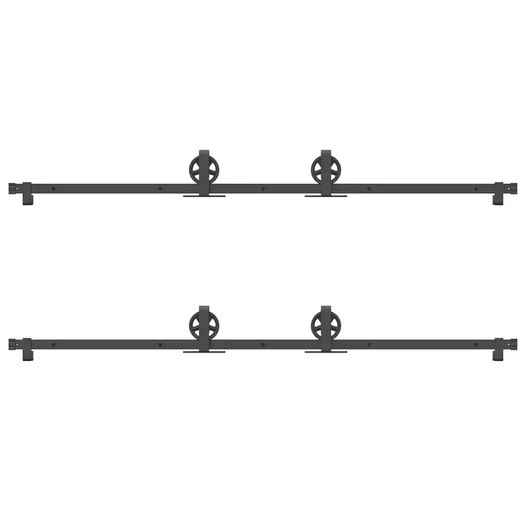 Kit di Binari per Porte Scorrevoli 400 cm Acciaio Nero CFW3890098