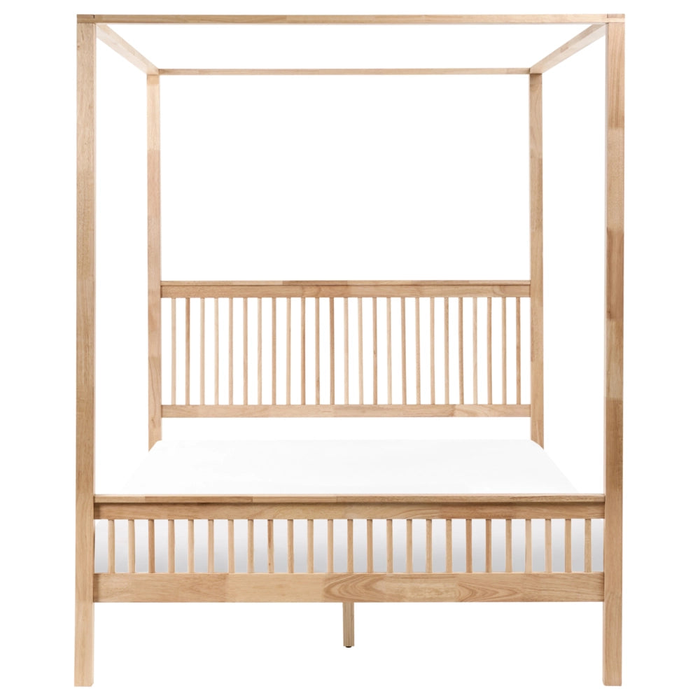Letto matrimoniale a baldacchino con doghe e struttura in metallo bianco 160 x 200 cm stile industriale moderno