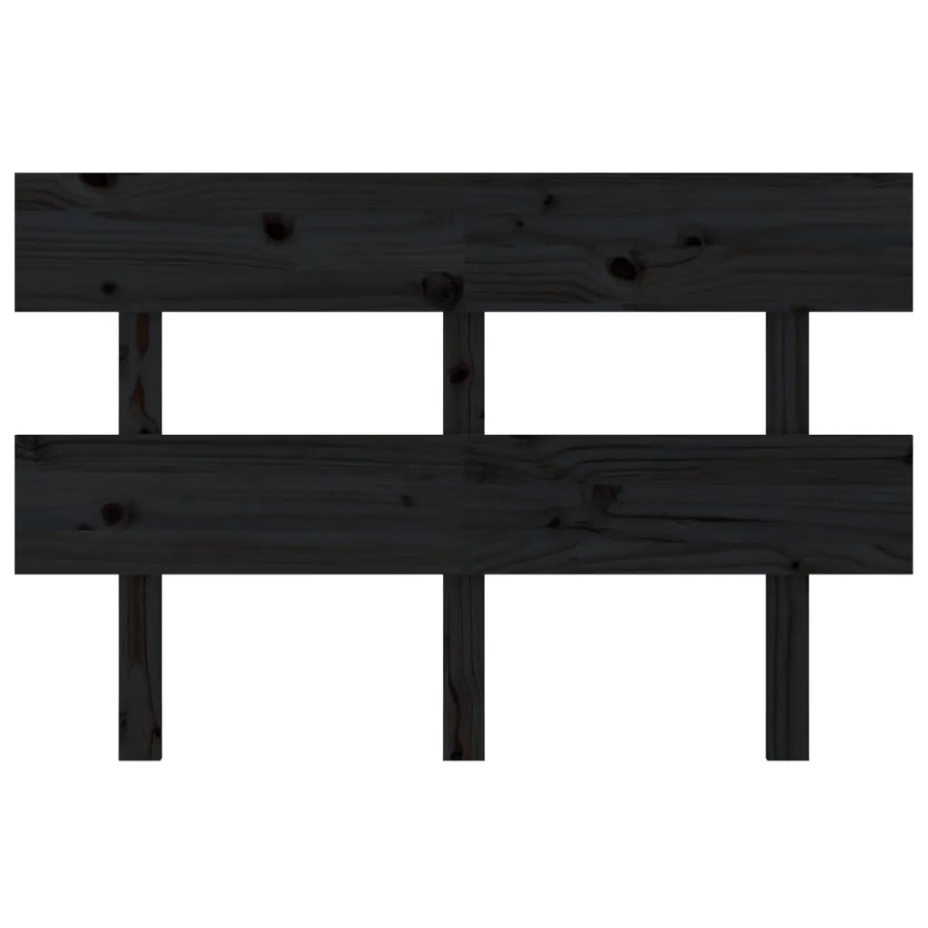Testiera per Letto Nera 144x3x81 cm in Legno Massello di Pino