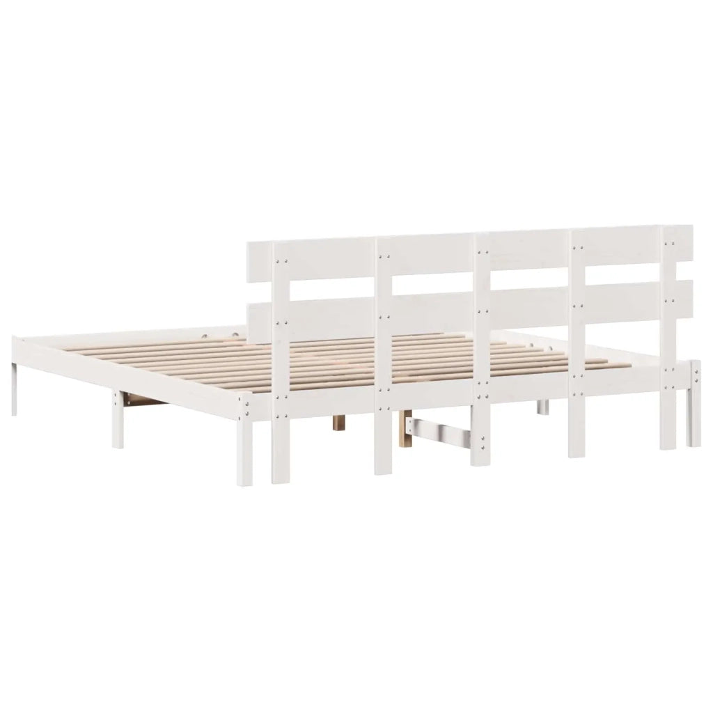 Struttura del letto Bianco 200 x 200 cm Legno massello di pino 872150