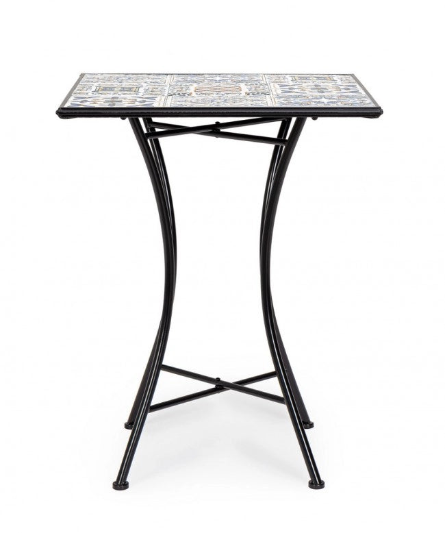 Tavolo da Giardino Acciaio Nero Stile Classico 60x60 - GREEK