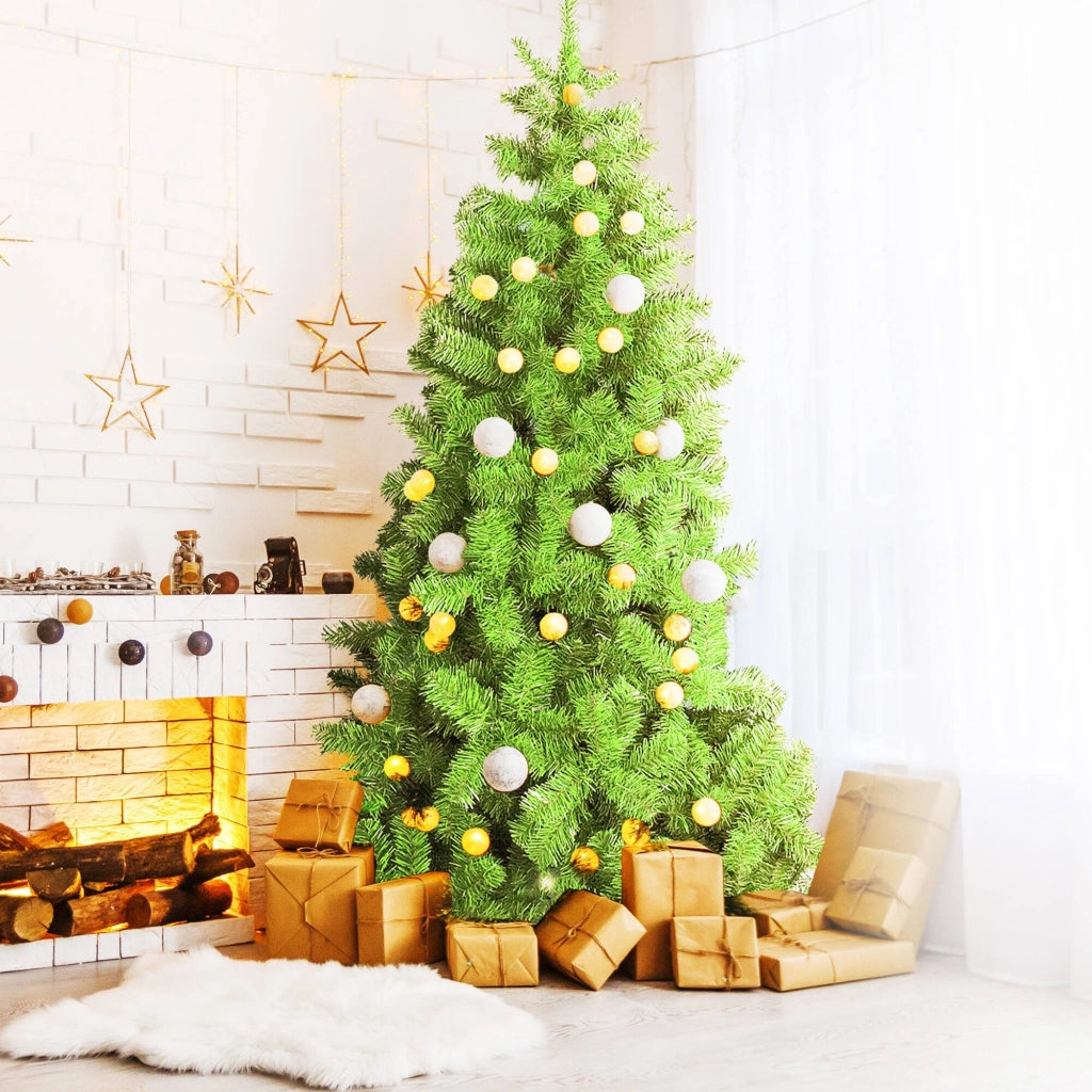 Albero di Natale Santa Claus, Albero artificiale extra folto, Albero effetto reale in PVC, 493 rami, Altezza cm 180