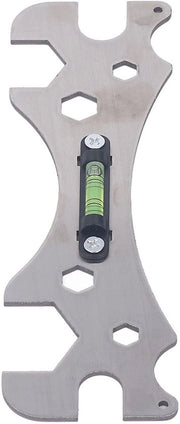 Set di chiavi per la camera da bagno Premium - Livello integrato - Acciaio inossidabile - Per rubinetti/doccia/impianti sanitari - 7 aperture di viti - Duraturo e resistente alla corrosione - Chiave per installazioni