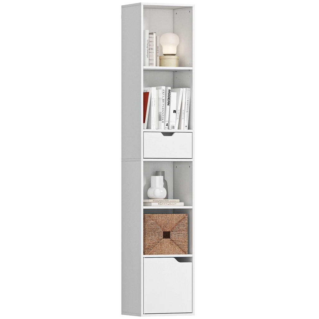Libreria con cassetto e scomparti aperti ¨C zephmum ¨C bianco 30x24x158 cm