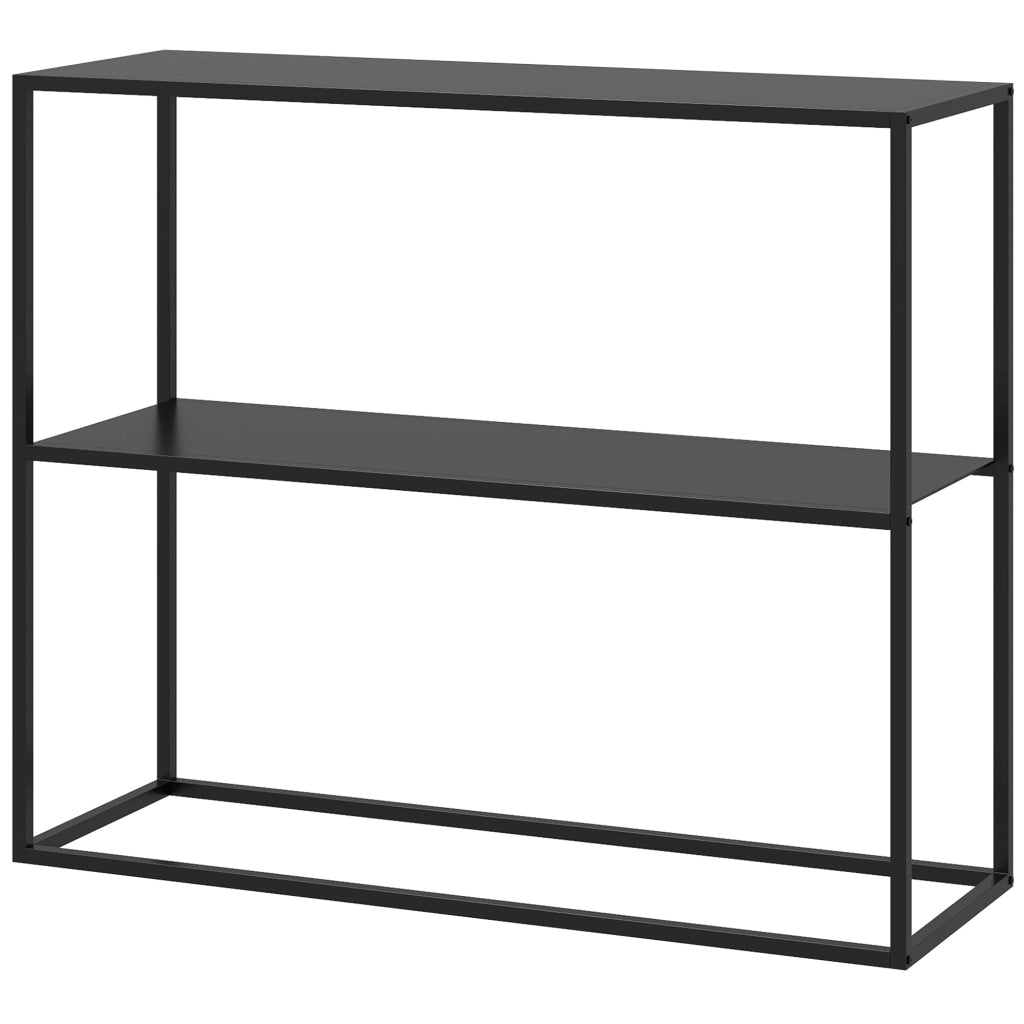 Consolle Ingresso Moderna ¨C zephmum ¨C 2 Ripiani Acciaio Nero 90x30x75cm