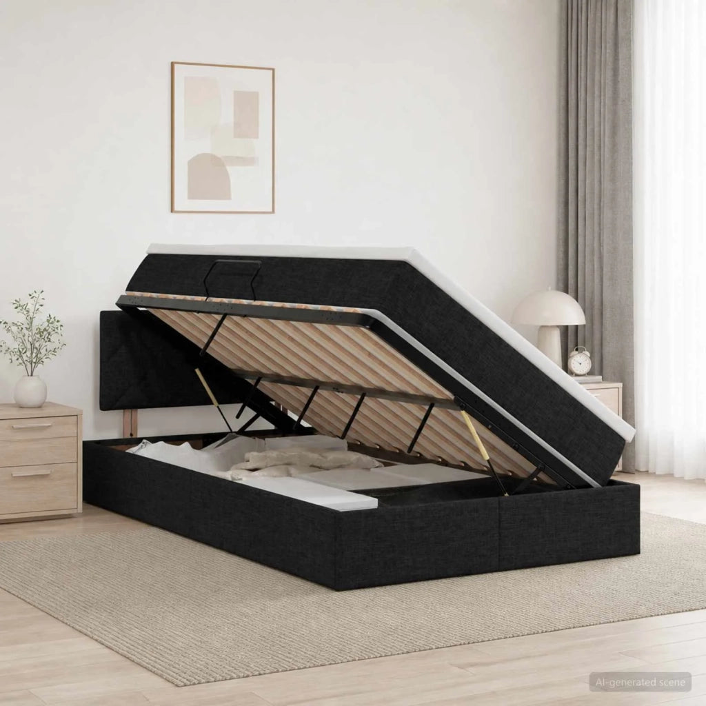 Letto con contenitore e materasso Nero 120 x 200 cm Velluto 3458678