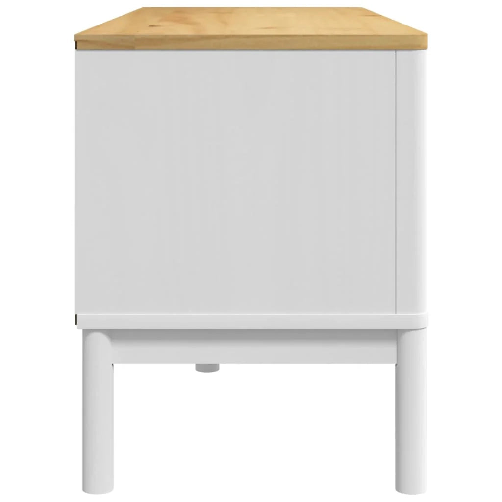 Mobile TV multimediale scaffale TV credenza mobile TV sala da pranzo soggiorno camera da letto FLORO 114 x 43 x 55 cm legno massello di pino bianco 02_0027621