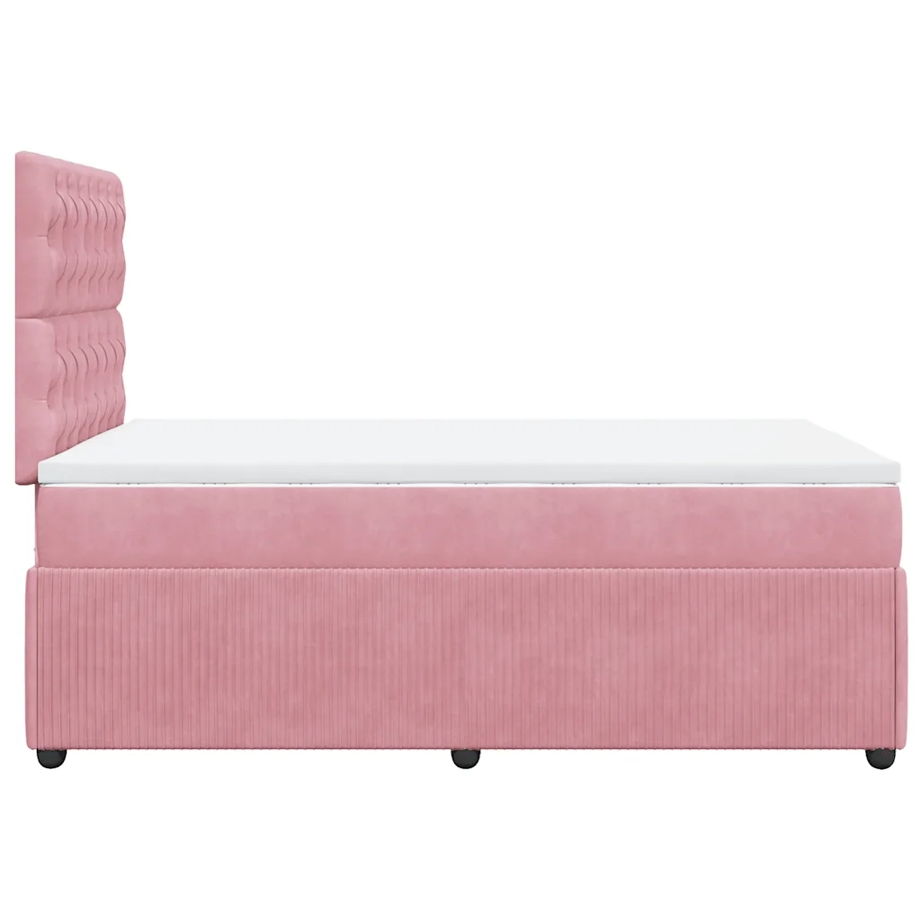 Giroletto a Molle con Materasso Rosa 120x190 cm in Velluto