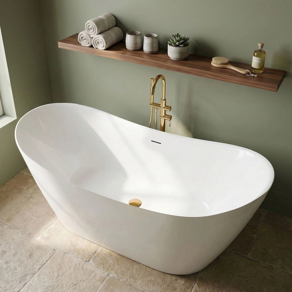 Vasca Bagno Da Terra Rea Ferrano Slim 150 Copritappo bianco