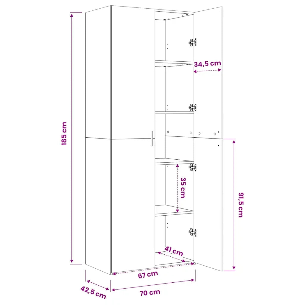 Credenza Rovere Fumo 70x42,5x185 cm in Legno Ingegnerizzato 3281424