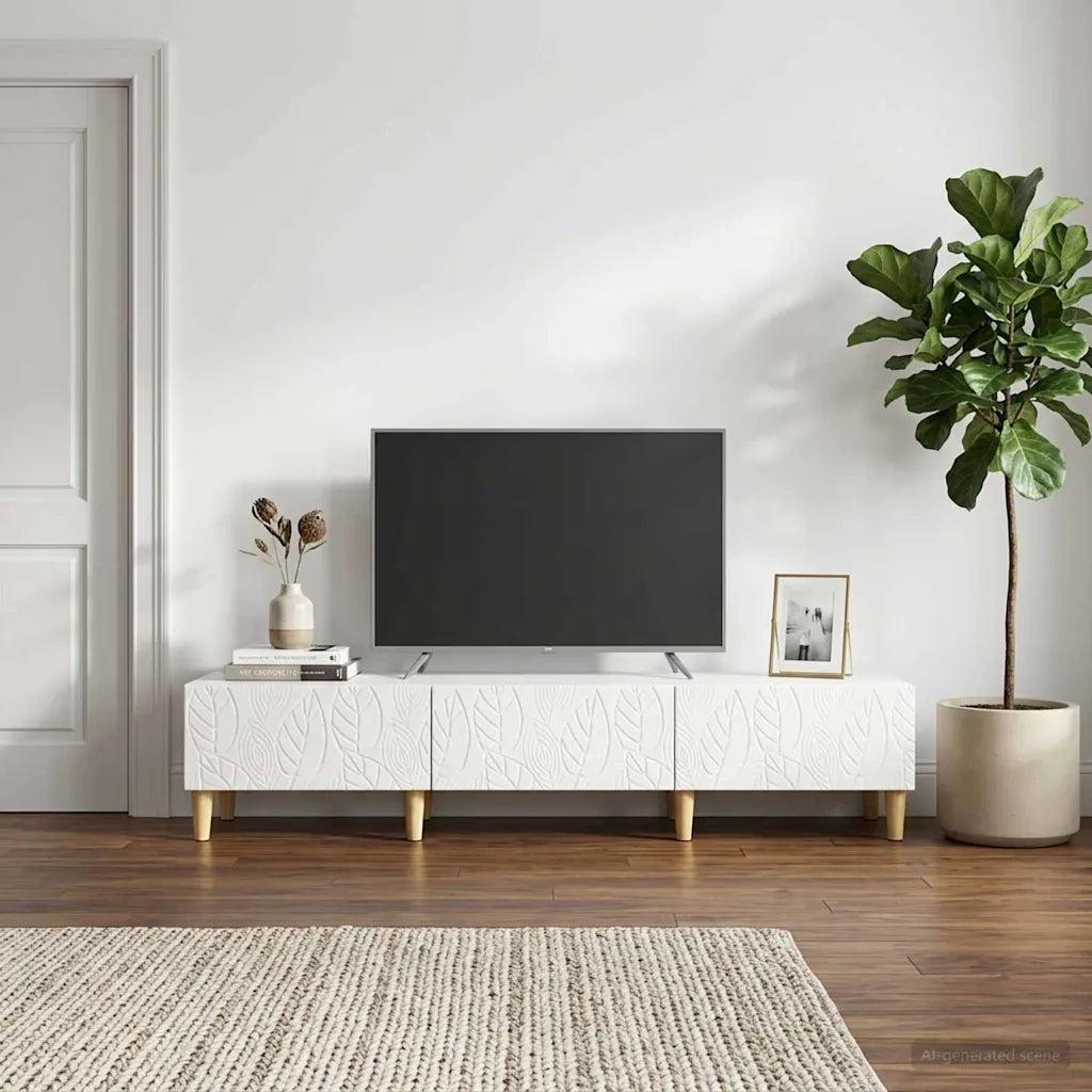 Mobile TV 147 x 34,5 x 30 cm Bianco Lucido Legno ingegnerizzato 895169