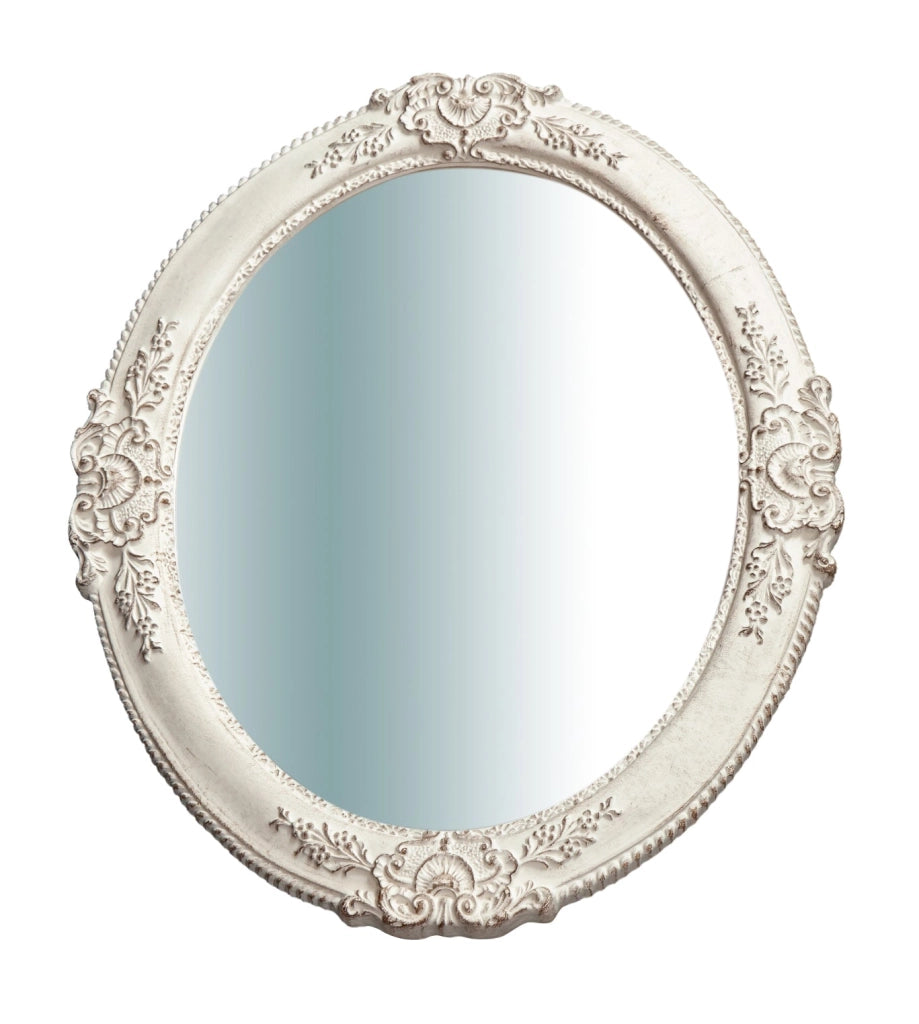 Biscottini Specchiera da parete verticale/orizzontale in legno finitura bianco anticato L51XPR3XH41 cm Made in Italy