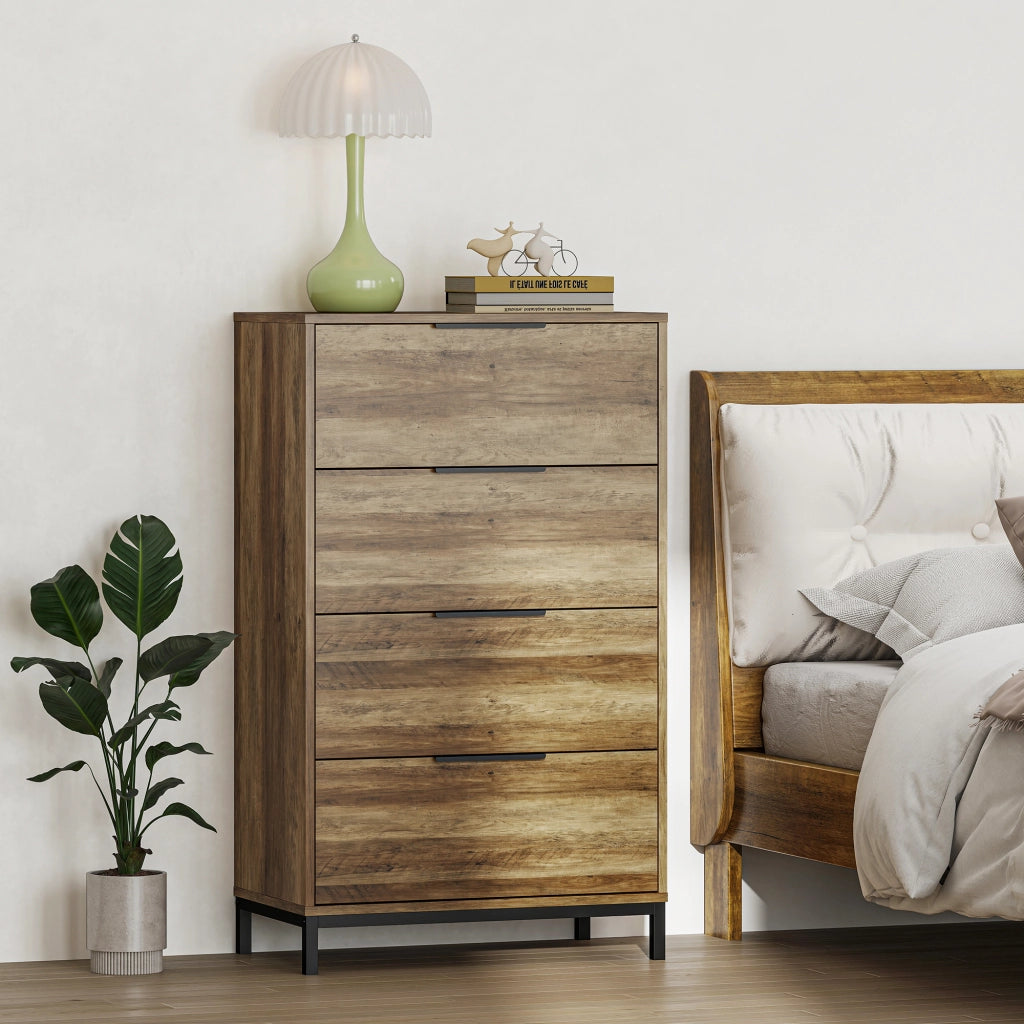 Cassettiera Comodino ¨C Zephmum ¨C 62x35x105 cm Legno Naturale