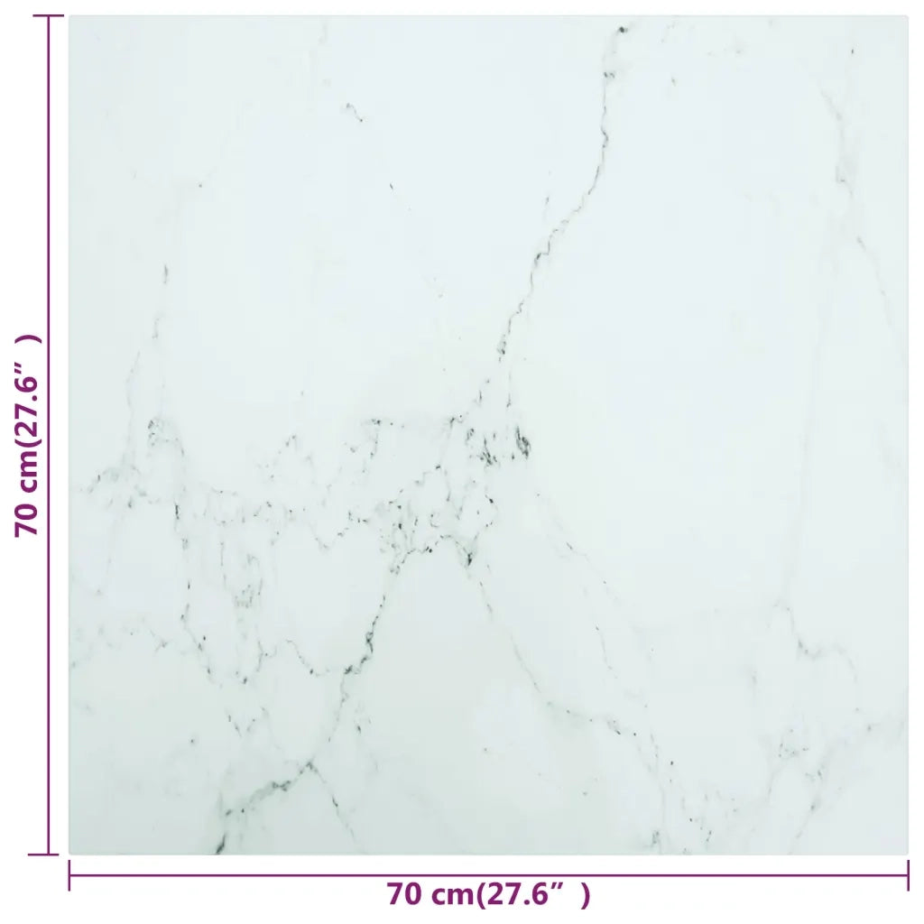 Piano Tavolo | Superficie Tavolo | Piano Scrivania Bianco 70x70 cm 6 mm Vetro Temperato Design Marmo