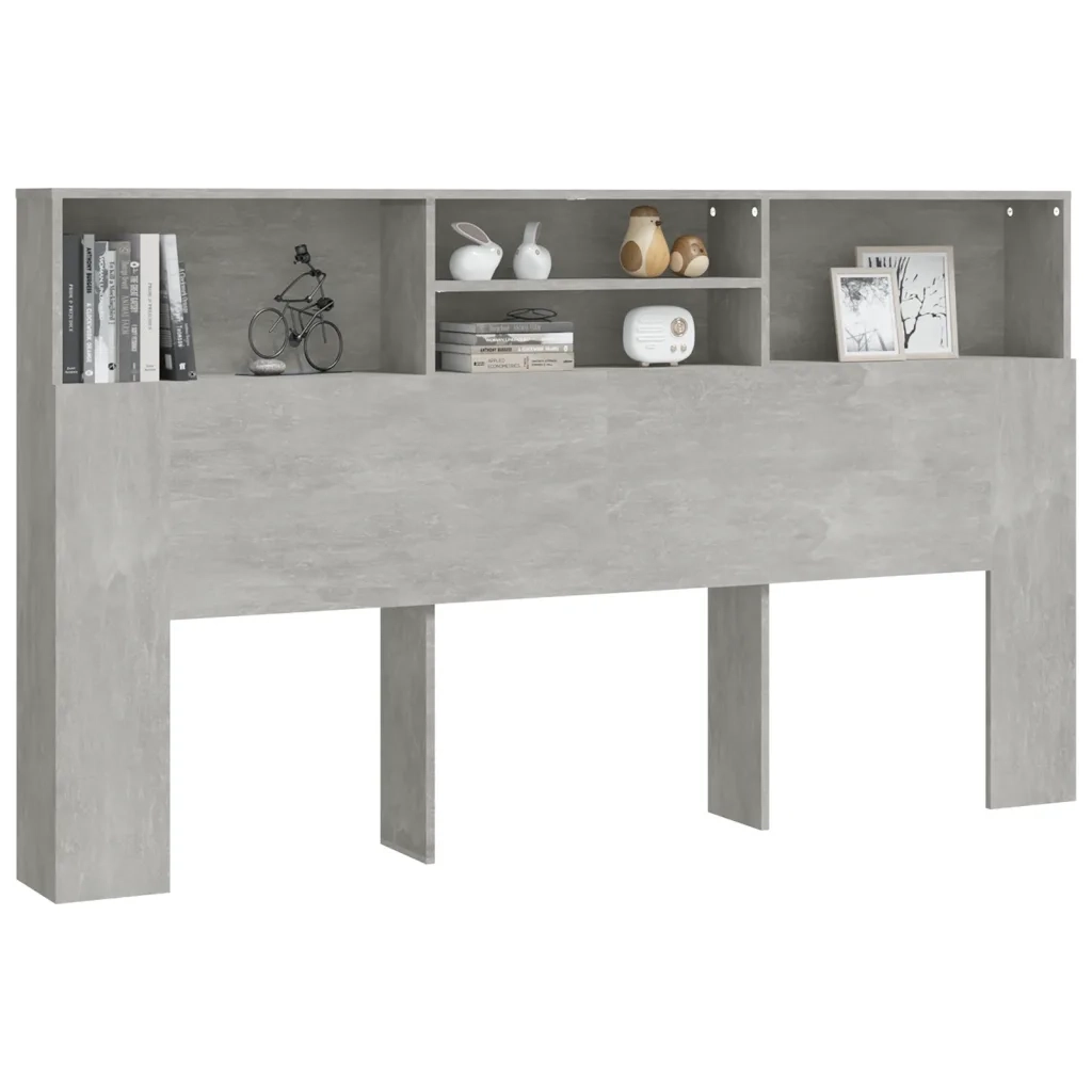 Testiera con Scomparti-Testata con Ripiani Grigio Cemento 180x19x103,5 cm