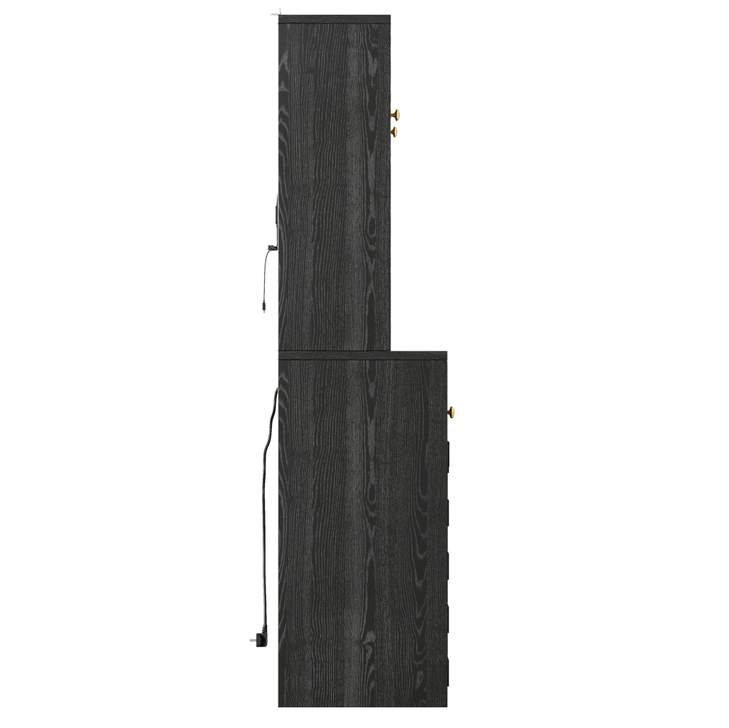 Mobile alto da cucina 120x40x178 cm con LED RGB, prese USB, MDF e acrilico nero