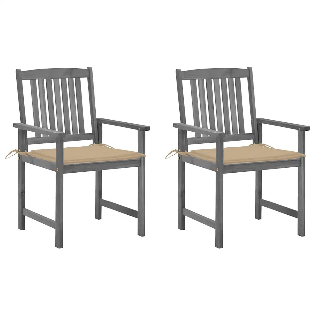 Sedie da Giardino con Cuscini 2 pz in Massello di Acacia Grigio cod mxl 75783