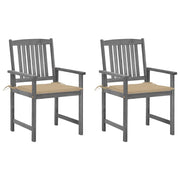 Sedie da Giardino con Cuscini 2 pz in Massello di Acacia Grigio cod mxl 75783