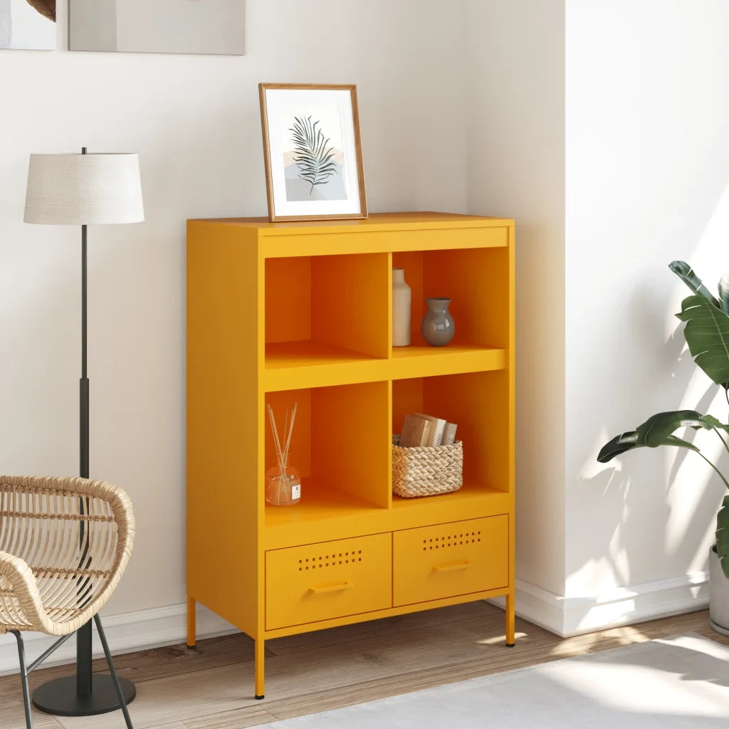 Credenza | Madia | Buffet da pranzo | Armadio da pranzo Giallo Senape 68x39x101,5 cm in Acciaio