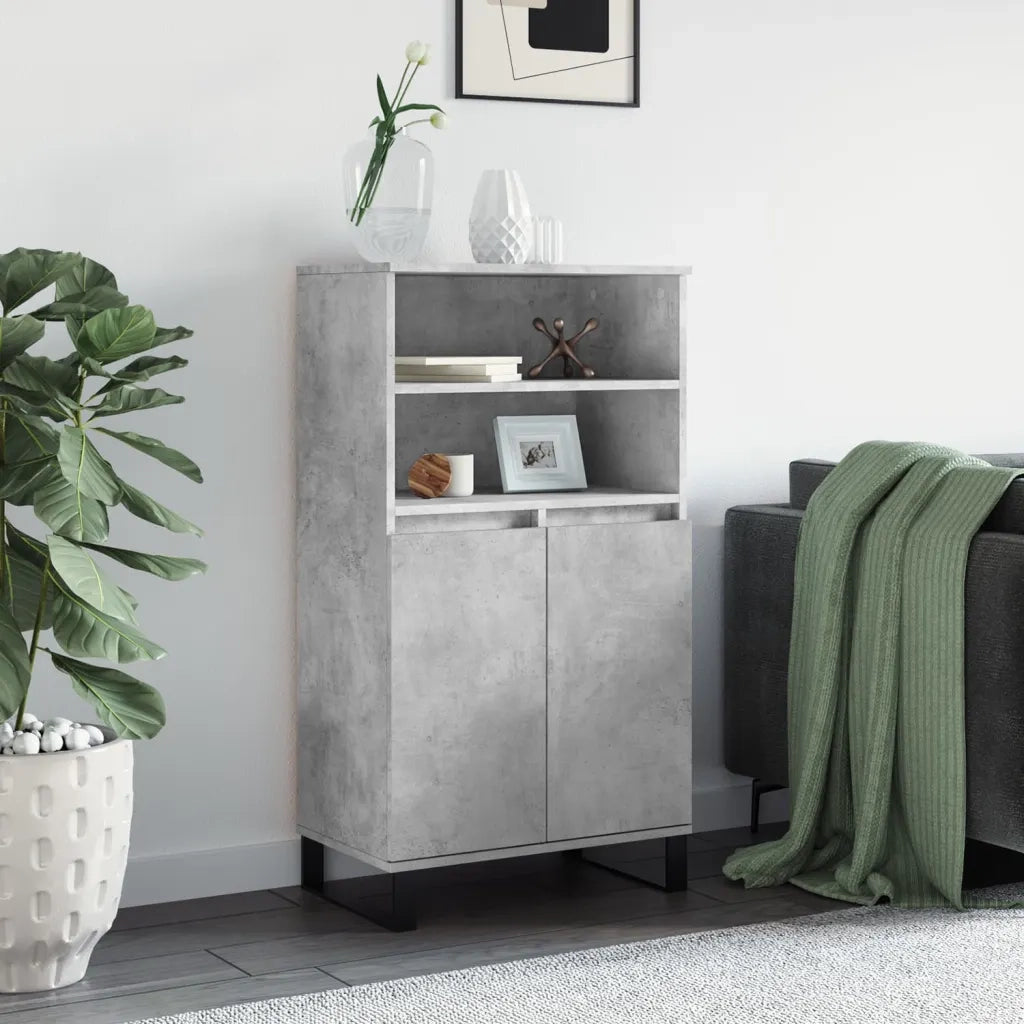 Credenza | Madia | Buffet da pranzo | Armadio da pranzo Grigio Cemento 60x36x110 cm in Legno Multistrato