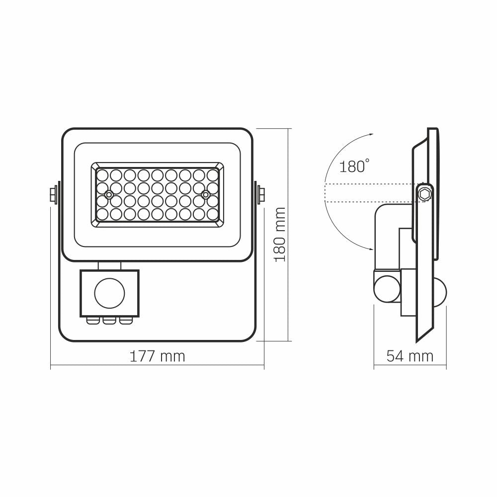 Faretto LED LUCA Videx PIR 30W 5000K 2700lm IP65 bianco
