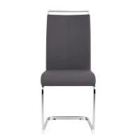 Set di 4 sedie da pranzo a sbalzo, struttura in metallo cromato, schienale in pelle PU, 42x 54 x 100 cm, Grigio